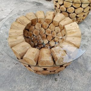 שולחן בולי עץ טיק עם זכורית MAMBOO